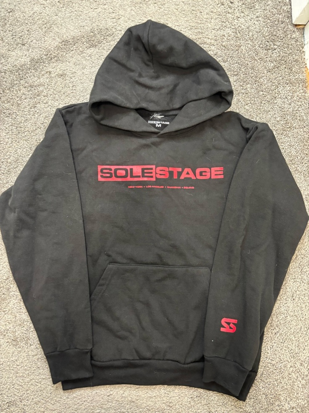 solestage mid weight red and black hoodie